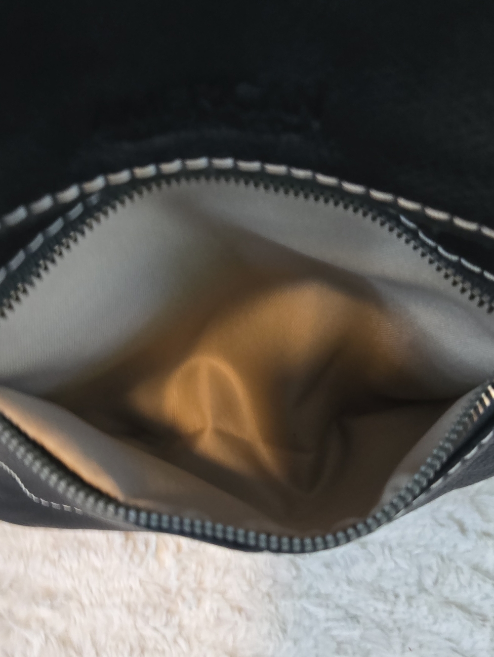 Black Leather Convertible Backpack with Contrast Stitching - Picture 6 of 7